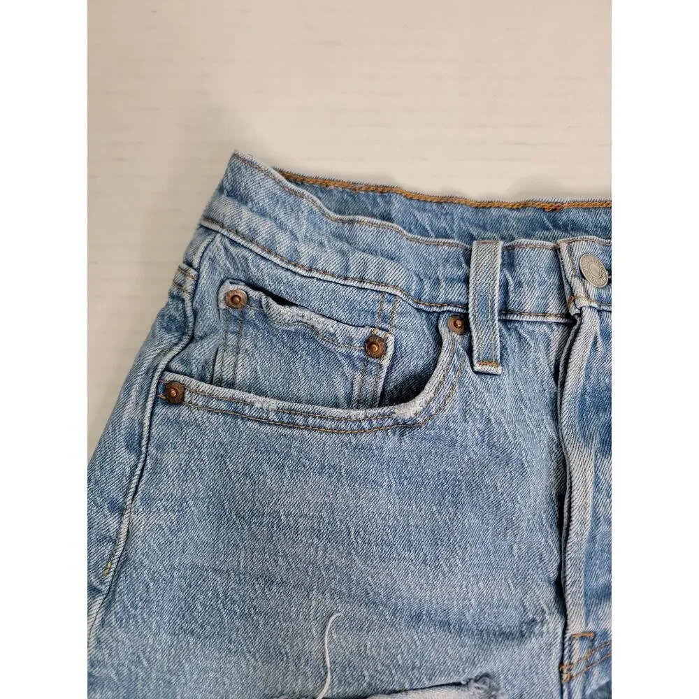 Levis 501 Denim Shorts Womens SZ 26 Cutoff Button Fly Frayed Blue 100% Cotton